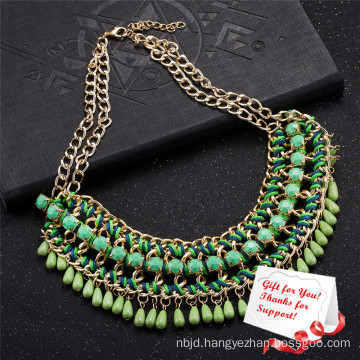 Delicate Gorgeous Trendy Chic Light Green Stone Ethnic Design Jewelry Necklace Gifts